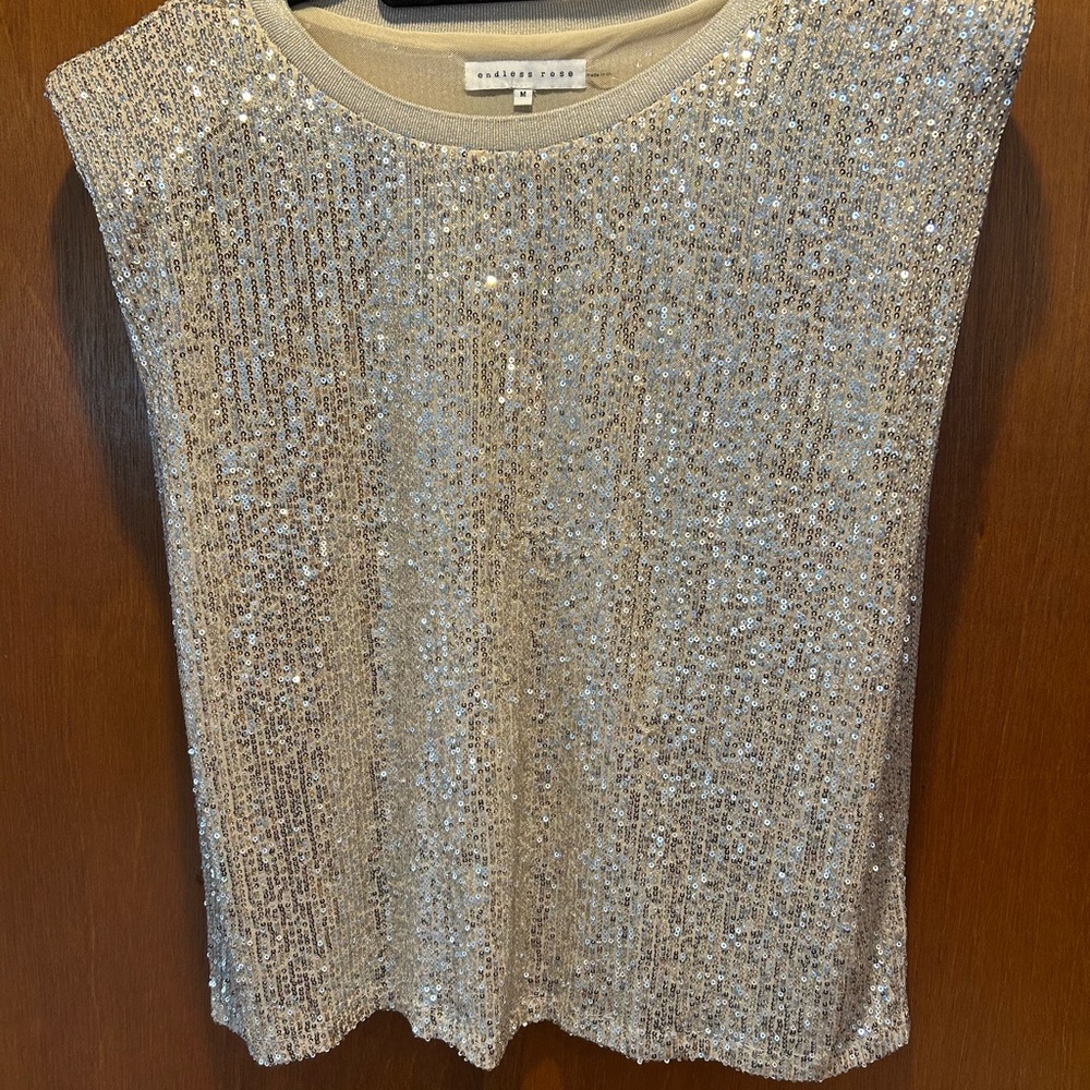 Endless Rose Silver Sequin Blouse